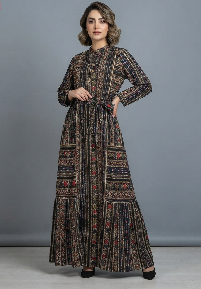 پیراهن نخی ملیله دوزی  وارداتی