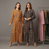 پیراهن نخی ملیله دوزی زنانه بلند کمربند دار وارداتی